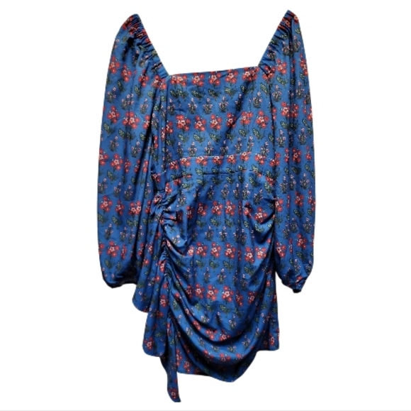 RHODE Mina Draped Floral Print Crepe de Chine Mini Dress - Size M - Picture 4 of 9